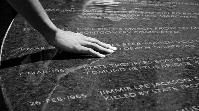 Photo of Civil Rights Memorial with martyrs' names