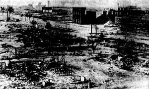 Photograph of the aftermath of the Tulsa Massacre.