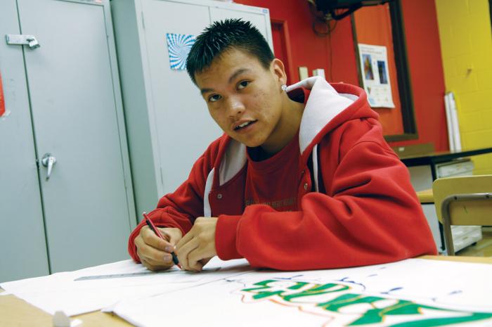 Lance Pablo photo in the Lakota Arts classroom