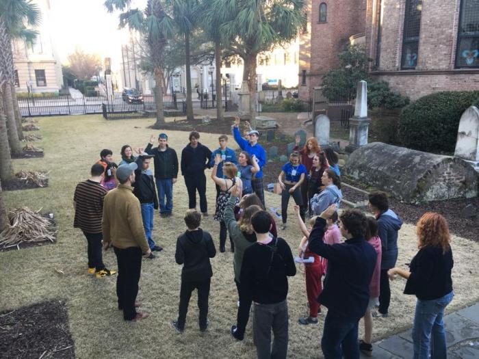 Jenny Finn’s Courageous Conversations students travel to Charleston, South Carolina, to visit the Old Slave Mart.