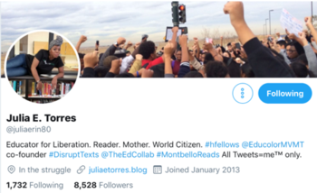 Twitter profile of Julia Torres.