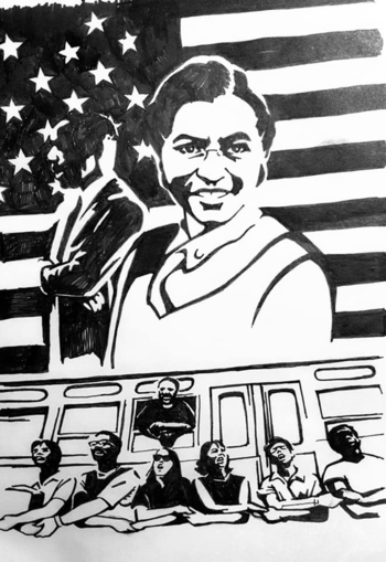 Screenprint of Rosa Parks.